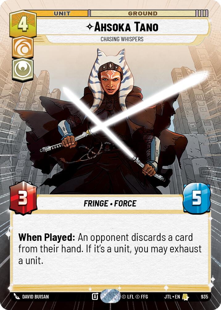 Ahsoka Tano - Chasing Whispers (935) (Hyperspace Foil) (935) [Jump to Lightspeed] | Jomio and Rueliete's Cards and Comics