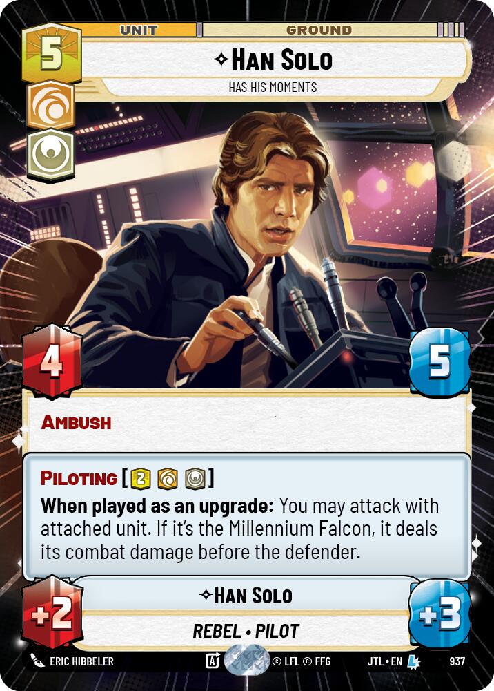 Han Solo - Has His Moments (937) (Hyperspace Foil) (937) [Jump to Lightspeed] | Jomio and Rueliete's Cards and Comics