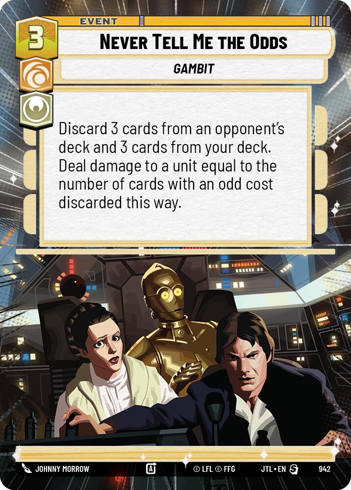 Never Tell Me the Odds (942) (Hyperspace Foil) (942) [Jump to Lightspeed] | Jomio and Rueliete's Cards and Comics