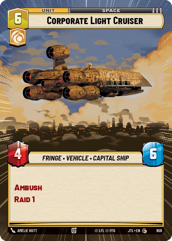 Corporate Light Cruiser (959) (Hyperspace Foil) (959) [Jump to Lightspeed] | Jomio and Rueliete's Cards and Comics