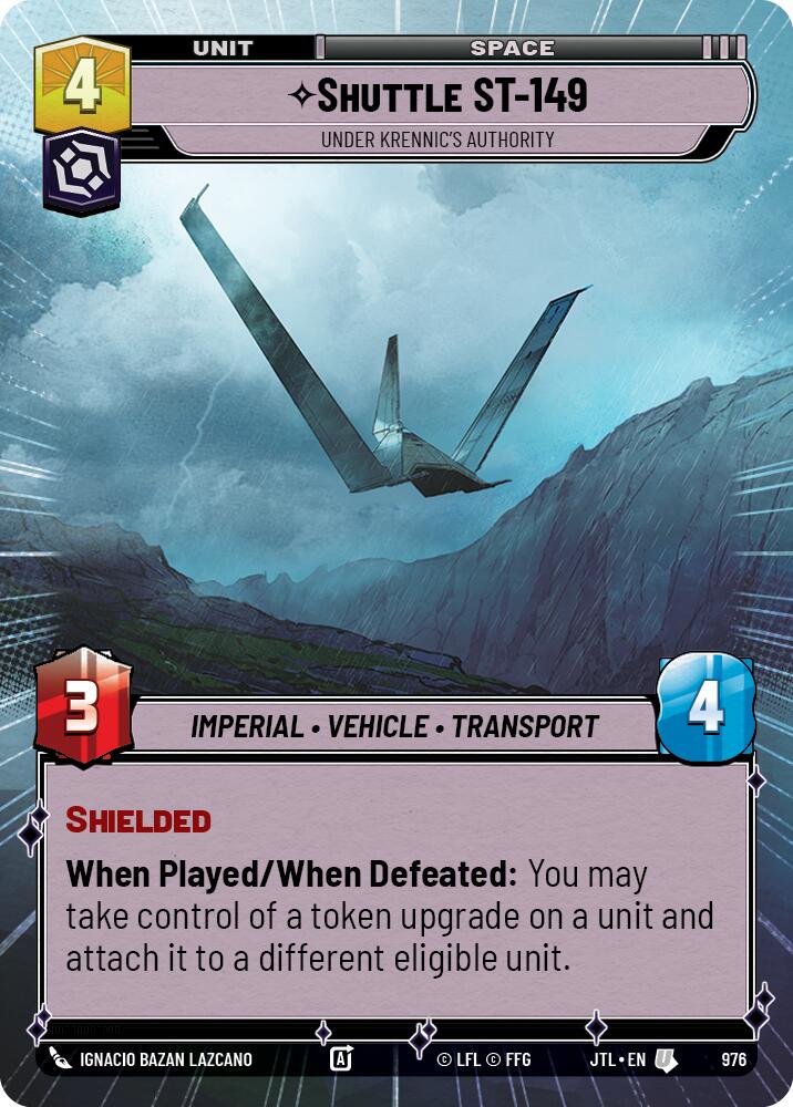 Shuttle ST-149 - Under Krennic's Authority (976) (Hyperspace Foil) (976) [Jump to Lightspeed] | Jomio and Rueliete's Cards and Comics
