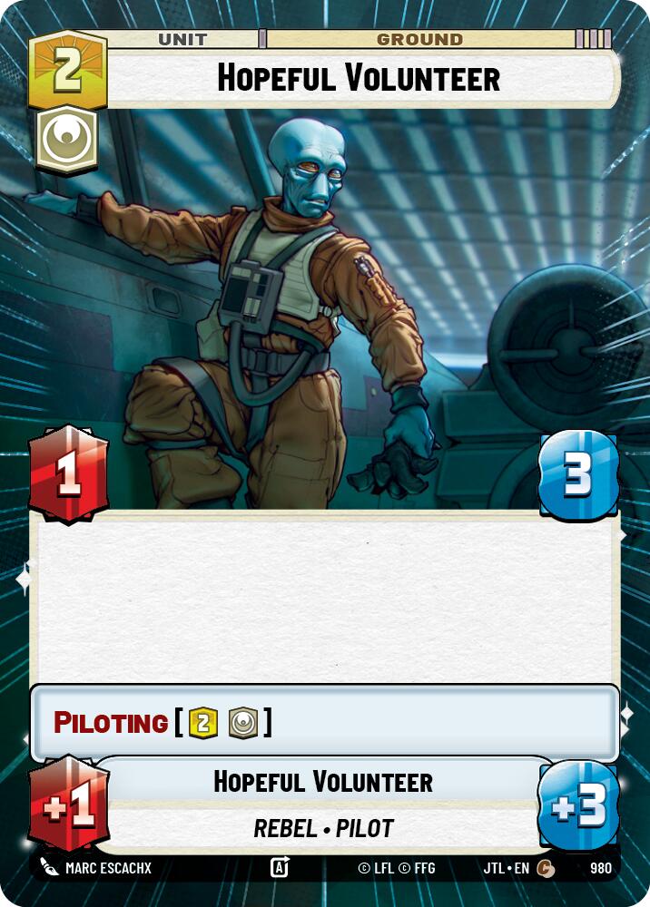 Hopeful Volunteer (980) (Hyperspace Foil) (980) [Jump to Lightspeed] | Jomio and Rueliete's Cards and Comics