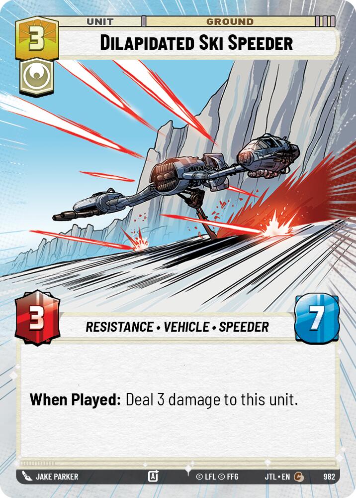 Dilapidated Ski Speeder (982) (Hyperspace Foil) (982) [Jump to Lightspeed] | Jomio and Rueliete's Cards and Comics