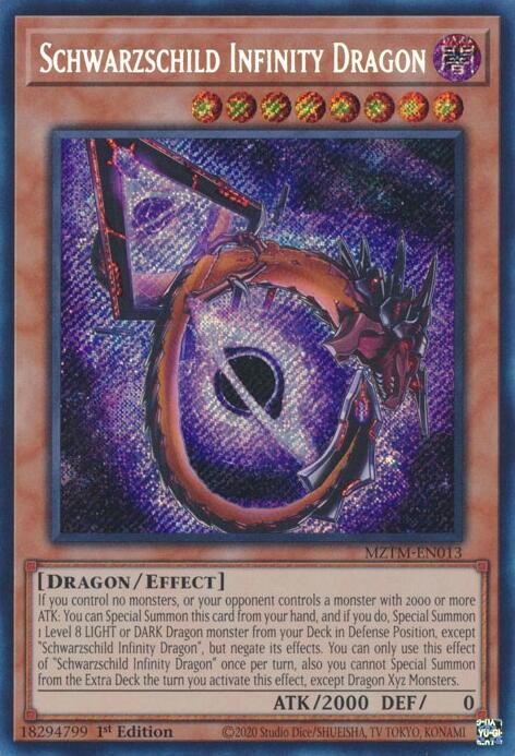 Schwarzschild Infinity Dragon [MZTM-EN013] Secret Rare | Jomio and Rueliete's Cards and Comics