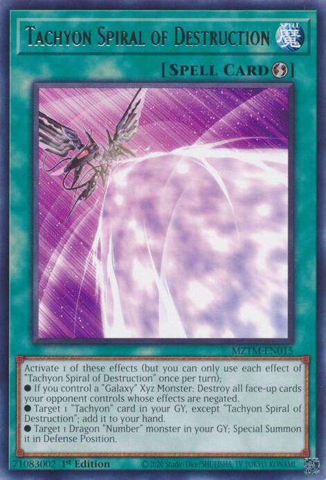 Tachyon Spiral of Destruction [MZTM-EN015] Rare | Jomio and Rueliete's Cards and Comics