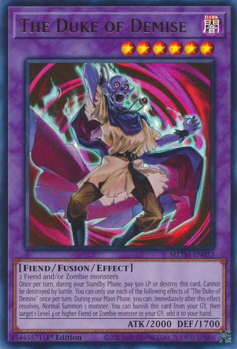 The Duke of Demise [MZTM-EN033] Ultra Rare | Jomio and Rueliete's Cards and Comics