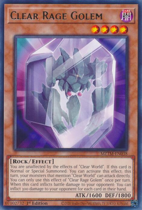 Clear Rage Golem [MZTM-EN038] Rare | Jomio and Rueliete's Cards and Comics