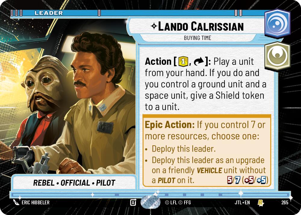Lando Calrissian - Buying Time (265) (Hyperspace) (265) [Jump to Lightspeed] | Jomio and Rueliete's Cards and Comics