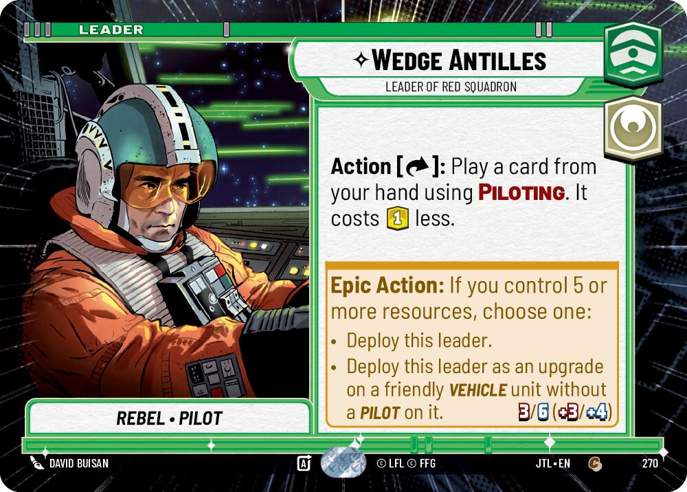 Wedge Antilles - Leader of Red Squadron (270) (Hyperspace) (270) [Jump to Lightspeed] | Jomio and Rueliete's Cards and Comics