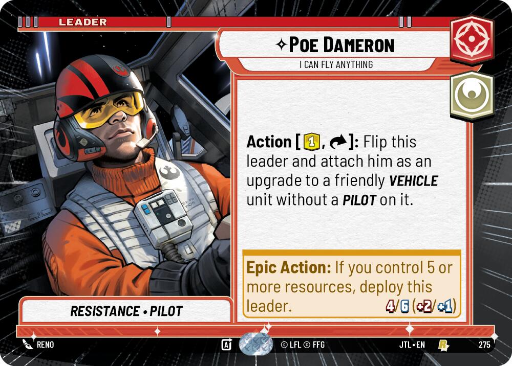 Poe Dameron - I Can Fly Anything (275) (Hyperspace) (275) [Jump to Lightspeed] | Jomio and Rueliete's Cards and Comics