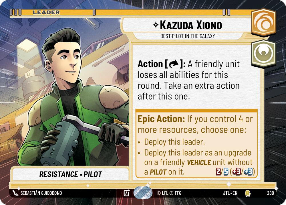Kazuda Xiono - Best Pilot in the Galaxy (280) (Hyperspace) (280) [Jump to Lightspeed] | Jomio and Rueliete's Cards and Comics
