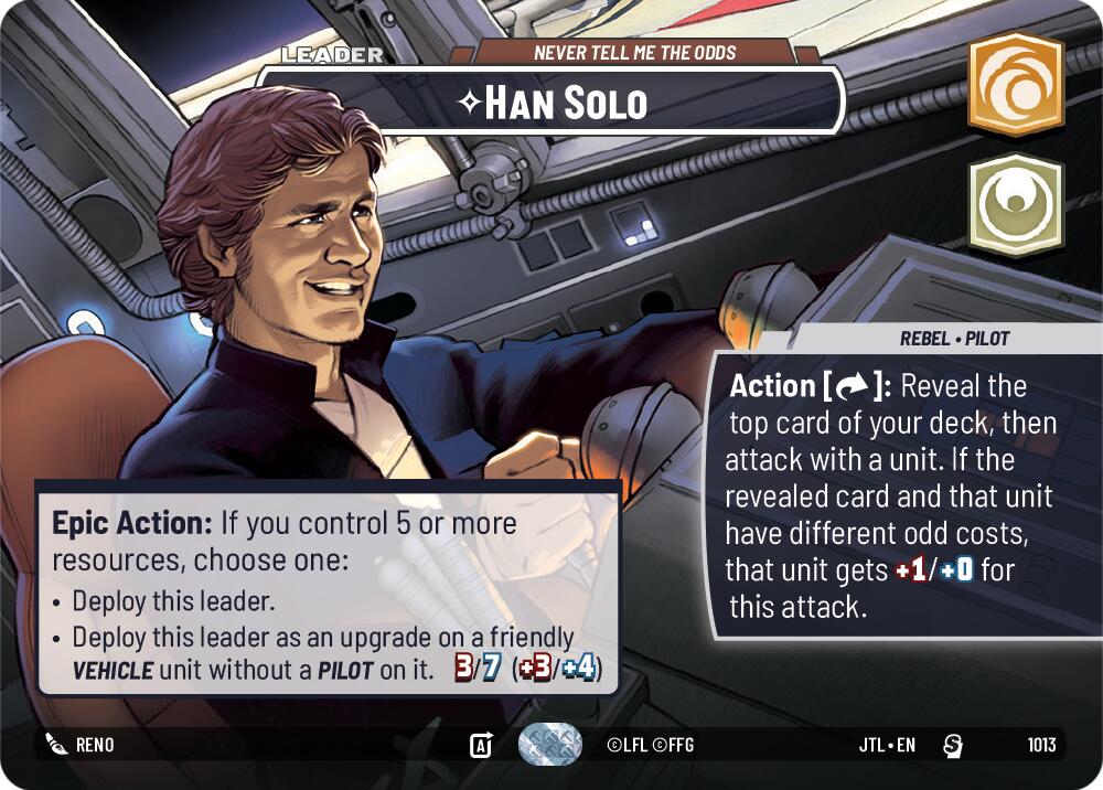 Han Solo - Never Tell Me the Odds (1013) (Showcase) (1013) [Jump to Lightspeed] | Jomio and Rueliete's Cards and Comics