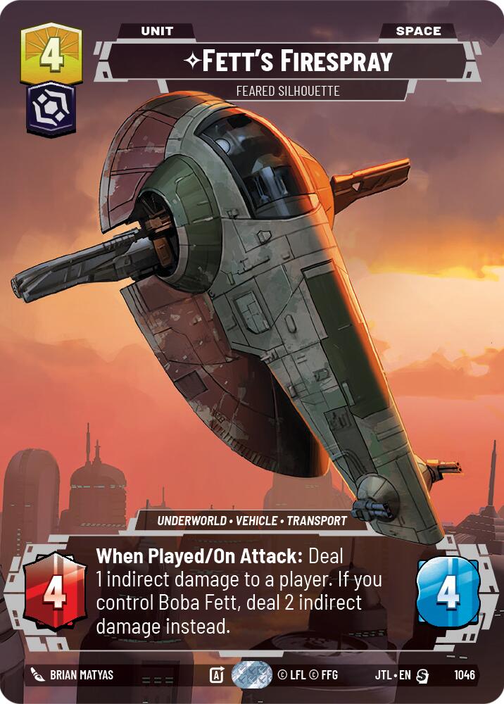 Fett's Firespray - Feared Silhouette (1046) (Prestige) (1046) [Jump to Lightspeed] | Jomio and Rueliete's Cards and Comics