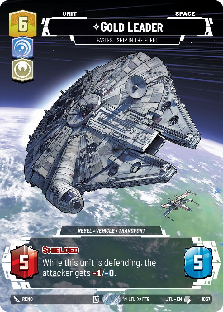 Gold Leader - Fastest Ship in the Fleet (1057) (Prestige Foil) (1057) [Jump to Lightspeed] | Jomio and Rueliete's Cards and Comics