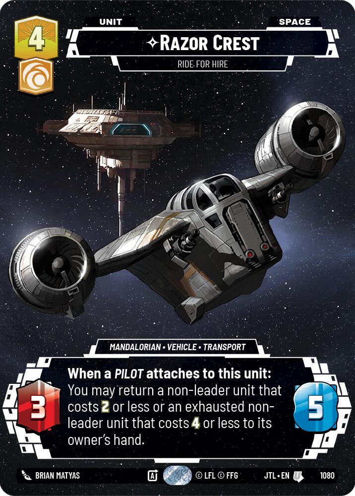 Razor Crest - Ride For Hire (1080) (Prestige Foil) (1080) [Jump to Lightspeed] | Jomio and Rueliete's Cards and Comics