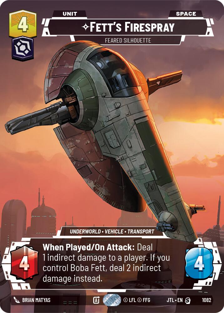 Fett's Firespray - Feared Silhouette (1082) (Prestige Foil) (1082) [Jump to Lightspeed] | Jomio and Rueliete's Cards and Comics