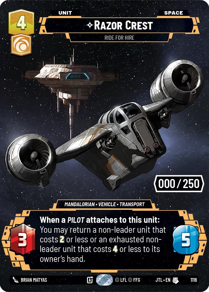 Razor Crest - Ride For Hire (1116) (Serialized) (1116) [Jump to Lightspeed] | Jomio and Rueliete's Cards and Comics