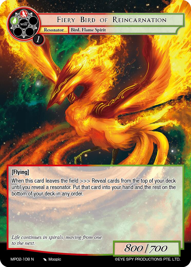 Fiery Bird of Reincarnation (MP02-108 N) [Masterpiece Collection 02 "Fates Reunited!"] | Jomio and Rueliete's Cards and Comics