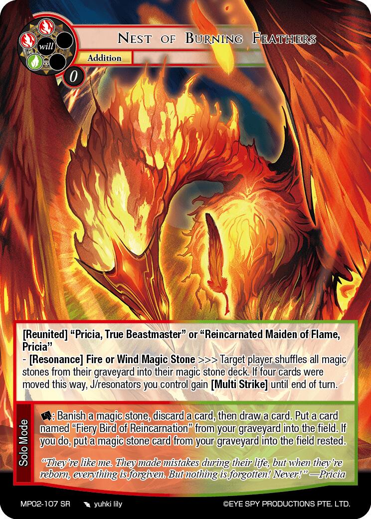 Nest of Burning Feathers (MP02-107 SR) [Masterpiece Collection 02 "Fates Reunited!"] | Jomio and Rueliete's Cards and Comics
