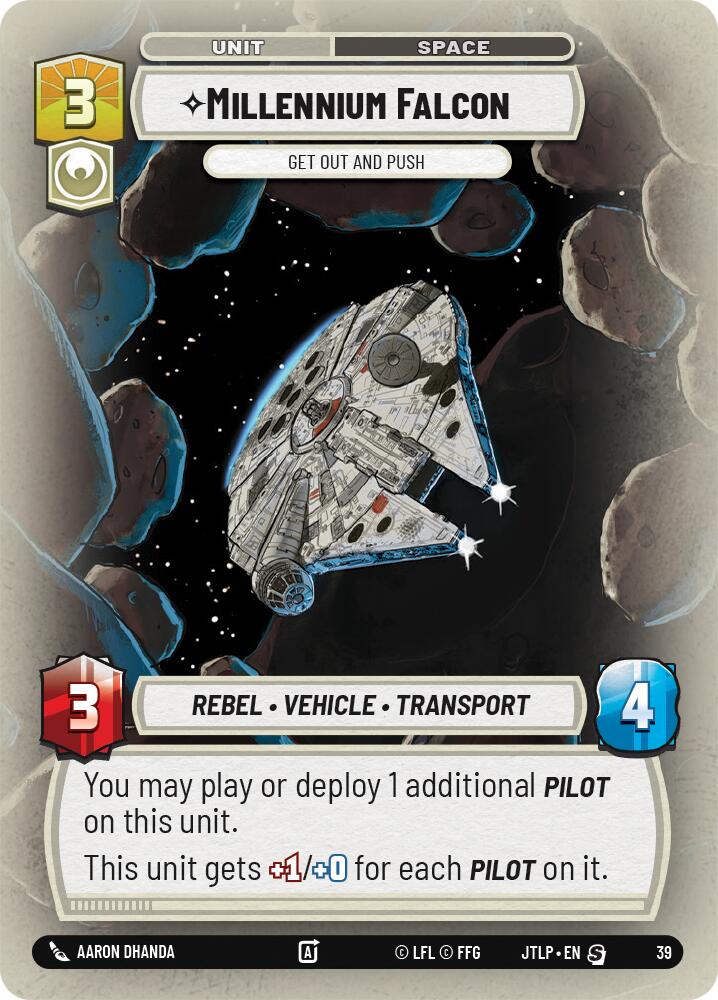 Millennium Falcon - Get Out And Push (Foil) (39) [Jump to Lightspeed: Weekly Play] | Jomio and Rueliete's Cards and Comics