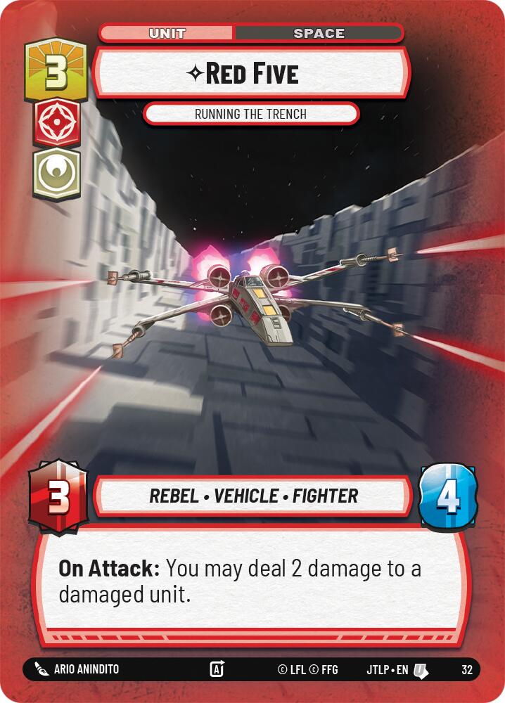Red Five - Running the Trench (Foil) (32) [Jump to Lightspeed: Weekly Play] | Jomio and Rueliete's Cards and Comics