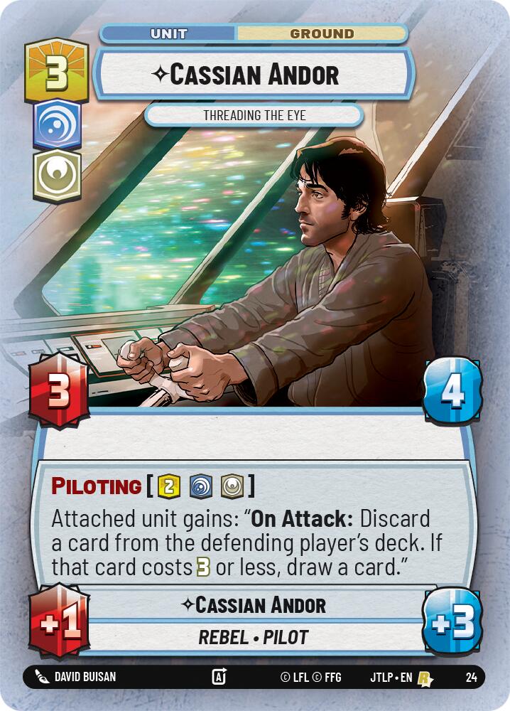 Cassian Andor - Threading the Eye (Foil) (24) [Jump to Lightspeed: Weekly Play] | Jomio and Rueliete's Cards and Comics