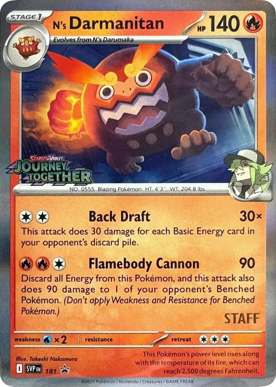 N's Darmanitan (181) (Prerelease Staff) [Scarlet & Violet: Black Star Promos] | Jomio and Rueliete's Cards and Comics