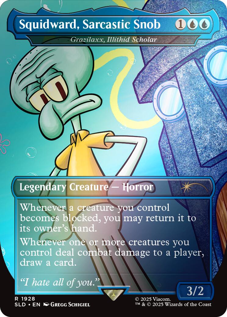 Squidward, Sarcastic Snob - Grazilaxx, Illithid Scholar (Rainbow Foil) [Secret Lair Drop Series] | Jomio and Rueliete's Cards and Comics