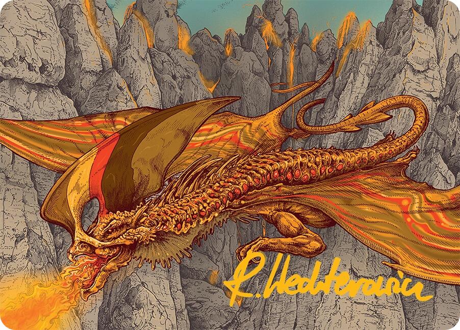 Magmatic Hellkite Art Card (34/54) (Gold-Stamped Signature) [Tarkir: Dragonstorm Art Series] | Jomio and Rueliete's Cards and Comics