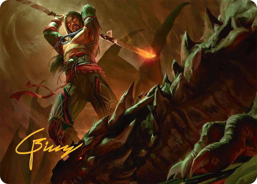 Sarkhan's Resolve Art Card (18/54) (Gold-Stamped Signature) [Tarkir: Dragonstorm Art Series] | Jomio and Rueliete's Cards and Comics