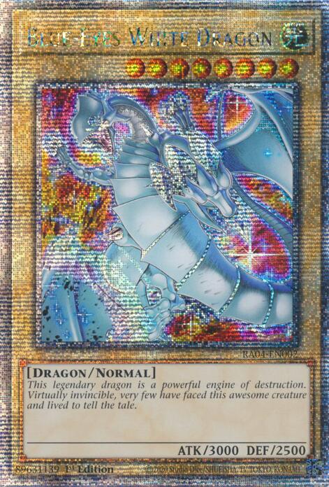 Blue-Eyes White Dragon (New Art) [RA04-EN002] Quarter Century Secret Rare | Jomio and Rueliete's Cards and Comics