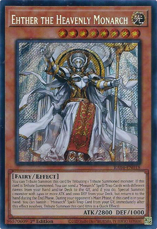 Ehther the Heavenly Monarch [RA04-EN018] Secret Rare | Jomio and Rueliete's Cards and Comics