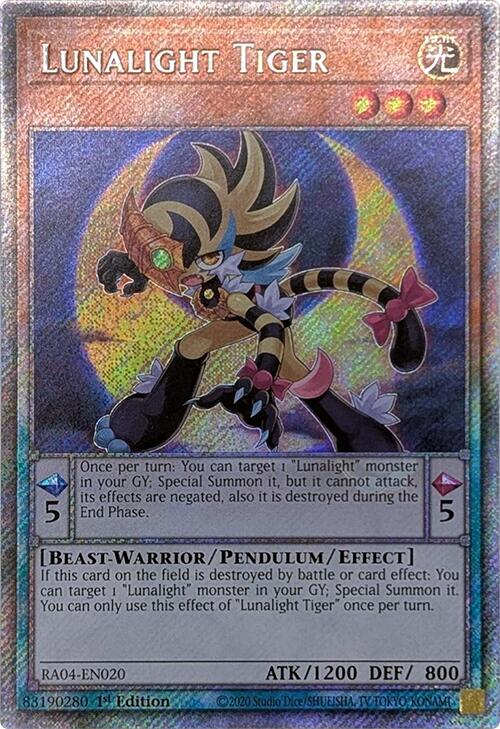 Lunalight Tiger [RA04-EN020] Platinum Secret Rare | Jomio and Rueliete's Cards and Comics