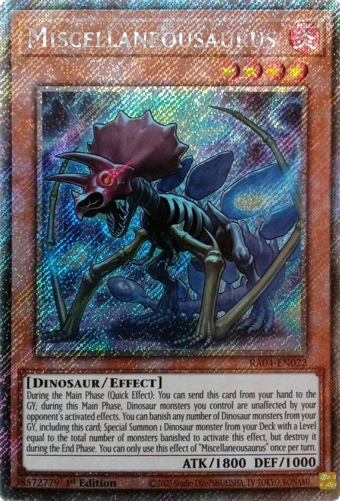 Miscellaneousaurus [RA04-EN022] Platinum Secret Rare | Jomio and Rueliete's Cards and Comics