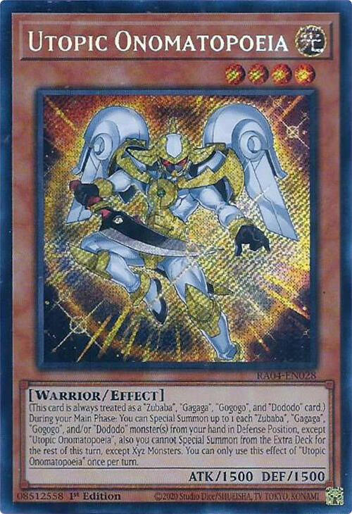 Utopic Onomatopoeia [RA04-EN028] Secret Rare | Jomio and Rueliete's Cards and Comics