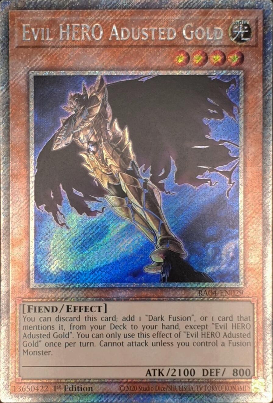Evil HERO Adusted Gold [RA04-EN029] Platinum Secret Rare | Jomio and Rueliete's Cards and Comics