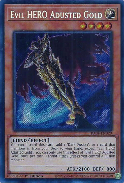 Evil HERO Adusted Gold [RA04-EN029] Secret Rare | Jomio and Rueliete's Cards and Comics