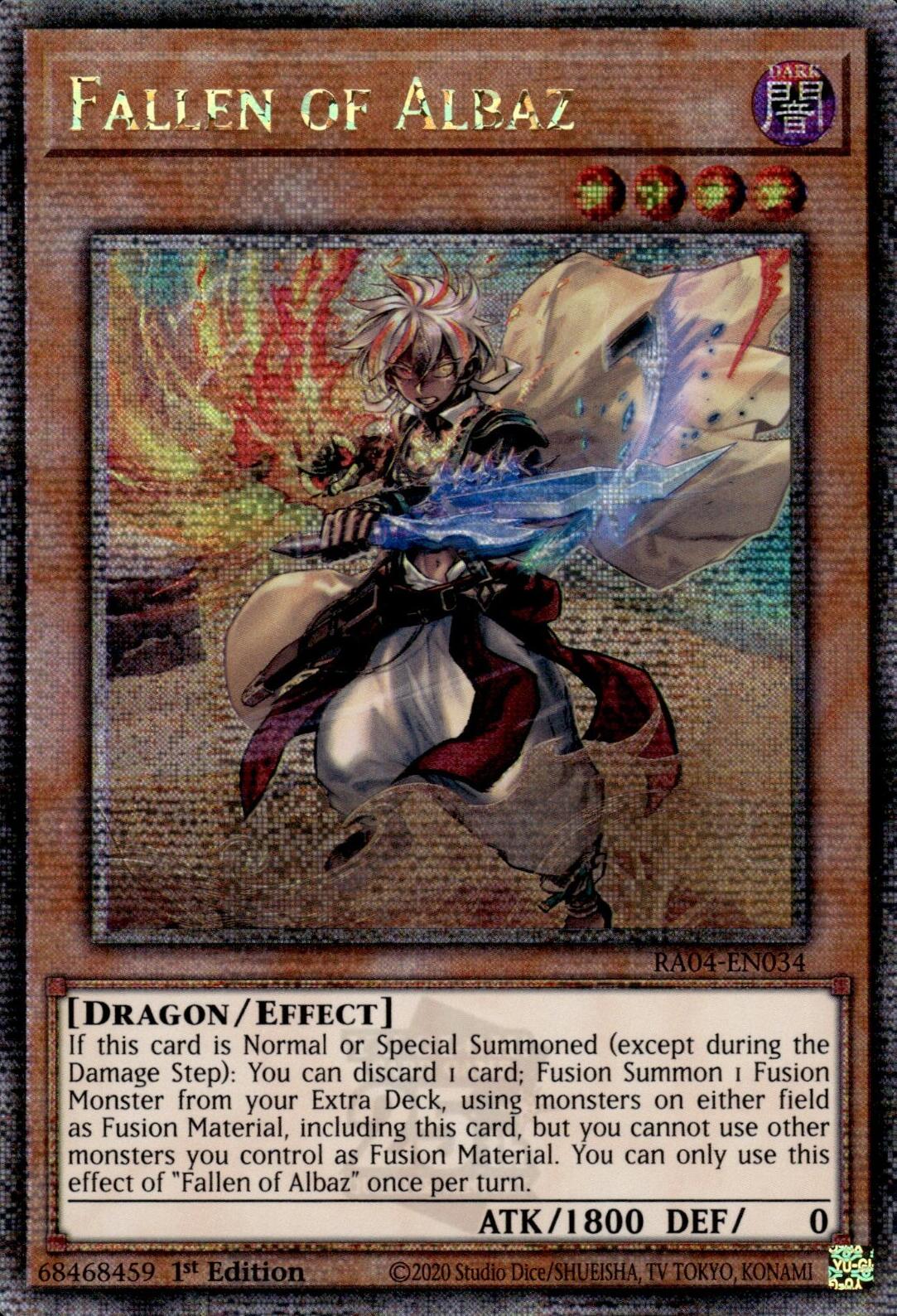Fallen of Albaz (New Art) [RA04-EN034] Quarter Century Secret Rare | Jomio and Rueliete's Cards and Comics