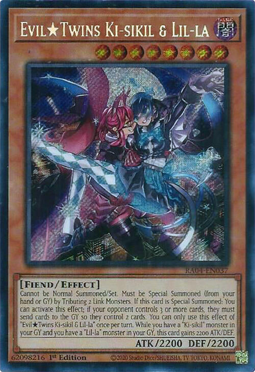 EvilTwins Ki-sikil & Lil-la [RA04-EN037] Secret Rare | Jomio and Rueliete's Cards and Comics