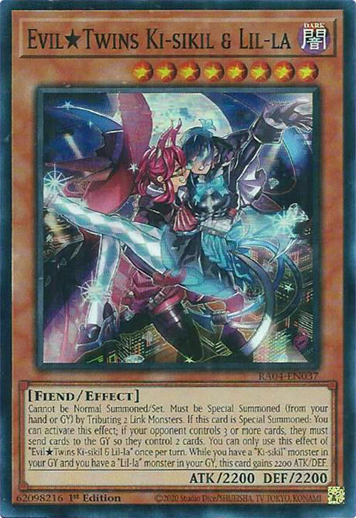 EvilTwins Ki-sikil & Lil-la [RA04-EN037] Super Rare | Jomio and Rueliete's Cards and Comics