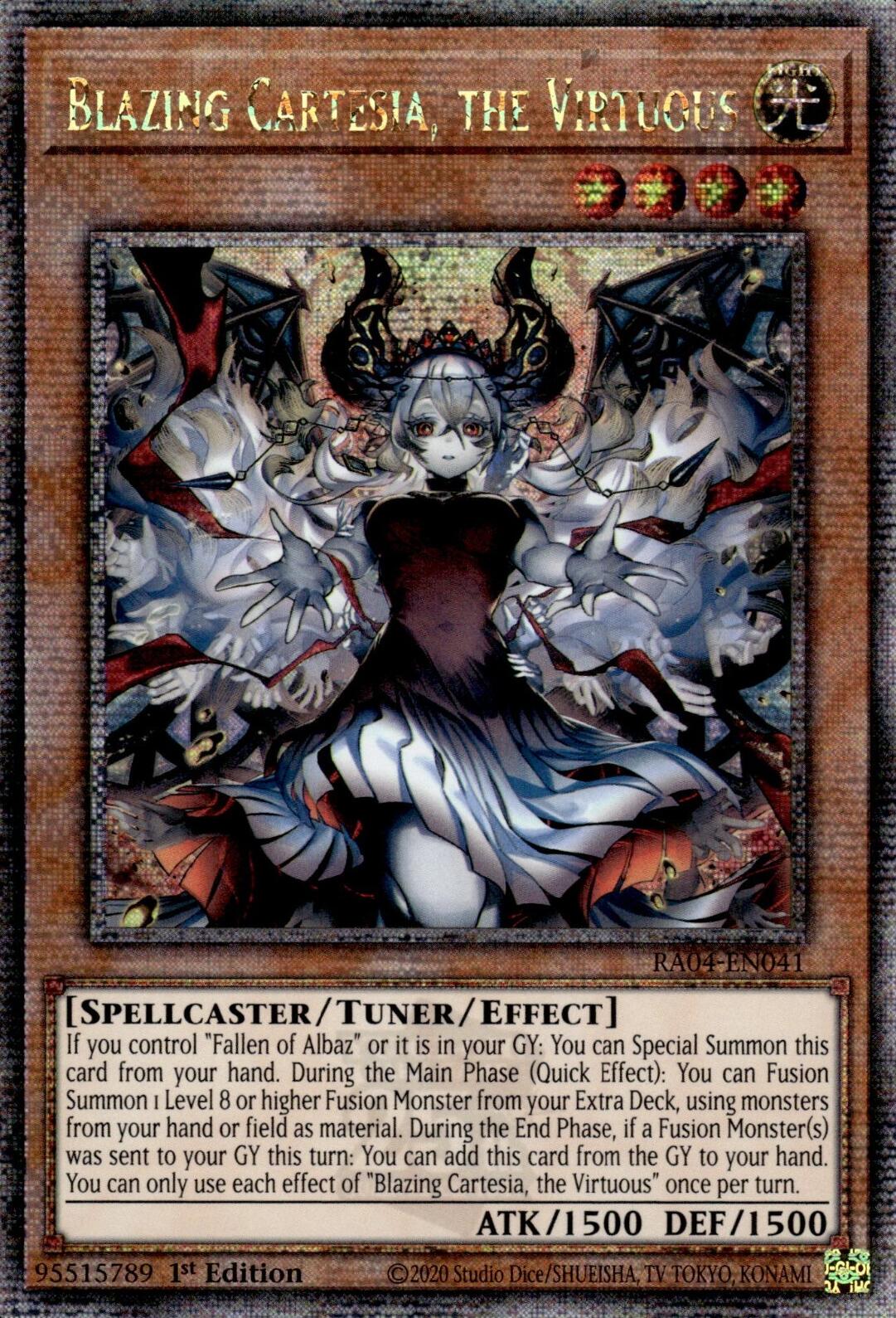 Blazing Cartesia, the Virtuous (New Art) [RA04-EN041] Quarter Century Secret Rare | Jomio and Rueliete's Cards and Comics