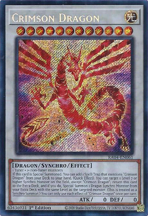 Crimson Dragon (card) [RA04-EN061] Secret Rare | Jomio and Rueliete's Cards and Comics