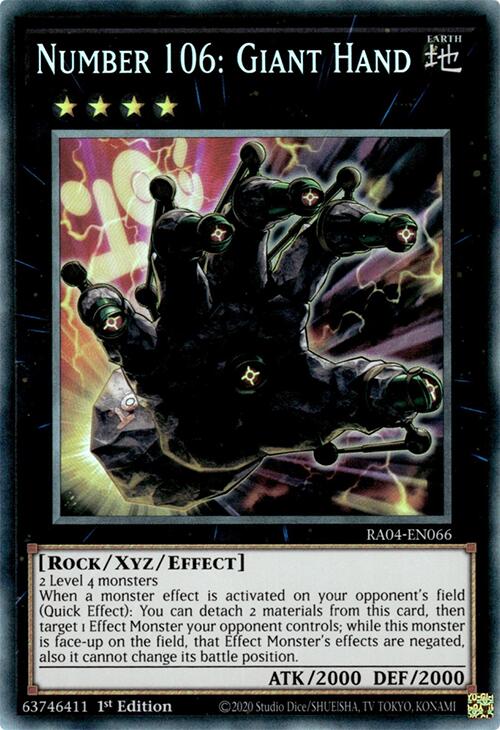 Number 106: Giant Hand [RA04-EN066] Prismatic Collector's Rare | Jomio and Rueliete's Cards and Comics