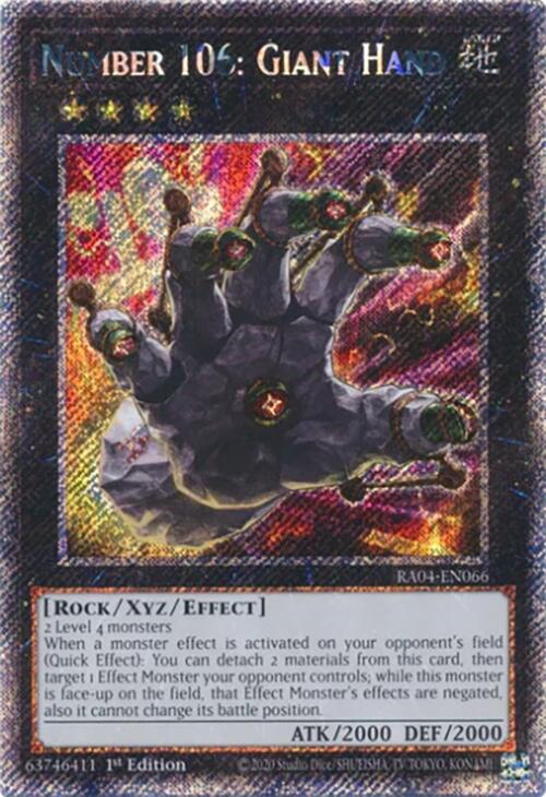 Number 106: Giant Hand [RA04-EN066] Platinum Secret Rare | Jomio and Rueliete's Cards and Comics