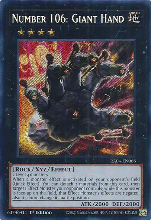 Number 106: Giant Hand [RA04-EN066] Secret Rare | Jomio and Rueliete's Cards and Comics