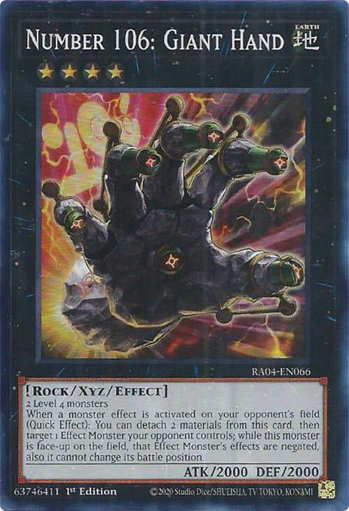 Number 106: Giant Hand [RA04-EN066] Super Rare | Jomio and Rueliete's Cards and Comics