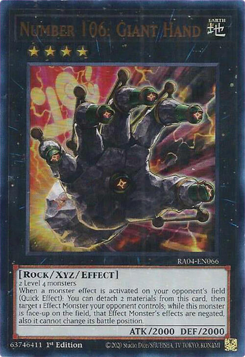 Number 106: Giant Hand [RA04-EN066] Ultra Rare | Jomio and Rueliete's Cards and Comics