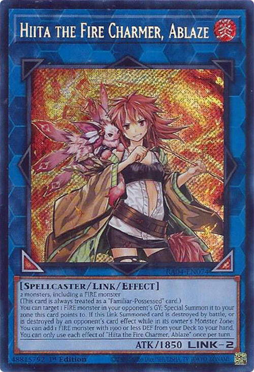 Hiita the Fire Charmer, Ablaze [RA04-EN074] Secret Rare | Jomio and Rueliete's Cards and Comics