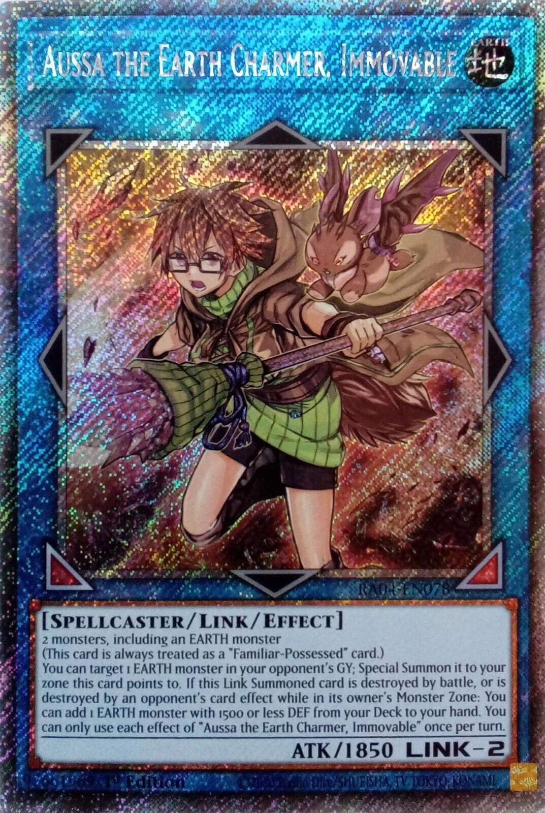 Aussa the Earth Charmer, Immovable [RA04-EN078] Platinum Secret Rare | Jomio and Rueliete's Cards and Comics