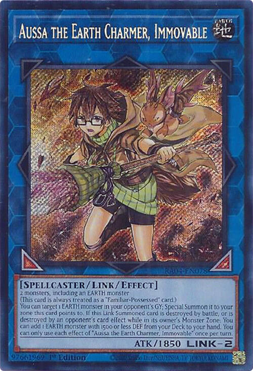 Aussa the Earth Charmer, Immovable [RA04-EN078] Secret Rare | Jomio and Rueliete's Cards and Comics